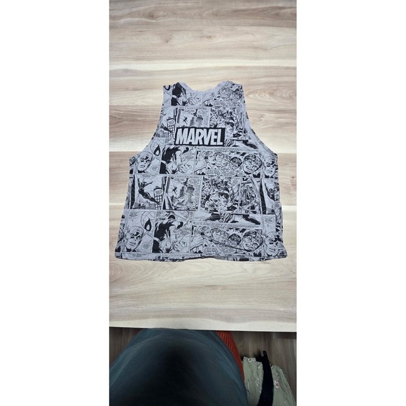 Marvel Tank Top Mens XL Gray Avengers Comic All Over Print Muscle Tee Shirt - Picture 2 of 8